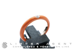 ADOLFO COURRIER anello in oro rosa 18Kt con diamante e smalto arancione Mis 14.5 Ref. ANP2HRM04. NUOVO!