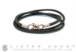 DODO by Pomellato Armband Knoten aus 9Kt Rotgold mit braune Lederband CM 20 Ref. DKB/K9/MO9/K. NEU!