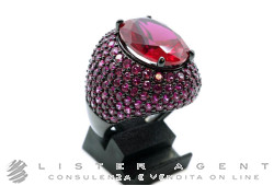 DAGO JEWELS MILANO anello in argento 925 PVD con pietre semipreziose rosse Ref. ANRN020N. NUOVO!