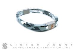 BLACKMINE bracciale Camouflage in argento 925 brunito con plastica e diamante nero ct 0.03 Ref. BR42838821. NUOVO!