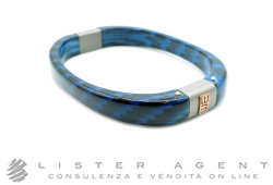 BLACKMINE bracciale Camouflage in argento 925 brunito con plastica e diamante nero ct 0.03 Ref. BR52718809. NUOVO!