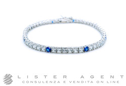 ULTIMA EDIZIONE bracciale Tennis in argento 925 con zirconi bianchi e pietre blu Ref. BRBA01404. NUOVO!