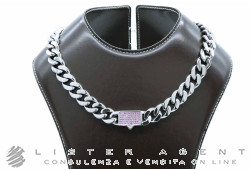 CHIARA FERRAGNI collana Chain in metallo e cristalli rosa Ref. J19AUW15. NUOVA!