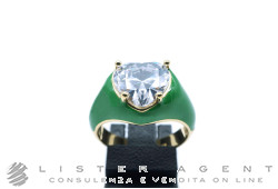 CHIARA FERRAGNI anello in metallo placcato oro giallo con smalto verde e pietra a cuore Misura 16 Ref. J19AVI43016. NUOVO!