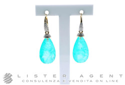 ORECCHINI in argento 925 placcato oro con zirconi e pasta vitrea verde acqua Ref. OA07254. NUOVI!