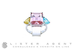 CHIARA FERRAGNI anello in metallo e zirconi azzurro rosa e giallo Misura 16 Ref. J19AVS06016. NUOVO!