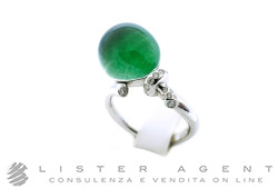 VHERNIER anello Palloncino in oro bianco 18Kt con diamanti ct 0.15, giada e cristallo di rocca Misura 14 Ref. P00786A 417. NUOVO!