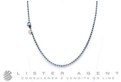DODO collana Bollicine in acciaio e pvd nero con piastrina in oro rosa 9Kt Ref. DCB7004_BOLLI_PVDMX. NUOVA!