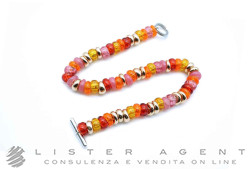 DODO bracciale Rondelle in argento 925 placcato oro rosa e plastica riciclata Ref. DBC2004-RONDE-RORAG. NUOVO!