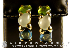 POMELLATO Ohrringe Sassi in 18 Karat Gelbgold mit Aquamarin Milch, hellblau Topaze und Peridot Ref. OA302OFEYPLF. NEU!