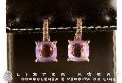 POMELLATO Ohrringe Baby in 18 Karat Roségold mit braunen Diamanten ct 0,16 und Amethyst Ref. OA509O7BROI. NEU!