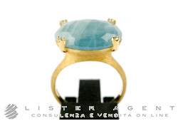 NANIS Ring Ipanema aus 18Kt Gelbgold mit Diamanten ct 0,06 und Amazonit Größe 15 Ref. AS1-576. NEU!