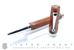 MONTEGRAPPA penna roller Mini in resina marrone e argento 925 Ref. ISMCCRAW. NUOVA!