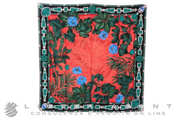 CARTIER foulard Emeraudes in seta rossa cm 85x88 Ref. T6010431. NUOVO!