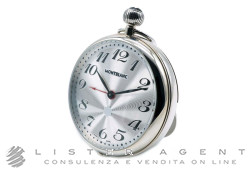 MONTBLANC Meisterstuck Tischuhr mit Alarm aus Stahl SilbrigRef. 7106. NEU!