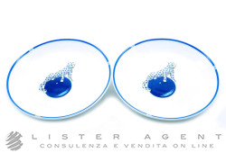 CARTIER coppia piattini Pantera su sfera blu in porcellana di Limoges. NUOVI!
