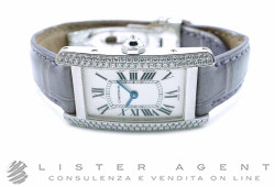 CARTIER Tank Americaine Quarz aus 18Kt Weißgold und Diamanten Ref. 2489. NEU!