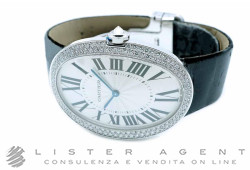 CARTIER Baignoire Uhr mit Handaufzug aus 18Kt Weißgold und Diamanten Ref. 3032. NEU!