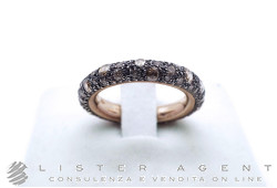 POMELLATO anello in oro rosa 18KT e brunito con diamanti brown Mis 14. NUOVO!