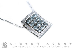 GIAMPIERO FIORINI collana in oro bianco 18Kt con diamanti ct 0.23 e acquamarina ct 2.80 Ref. 4017584. NUOVA!