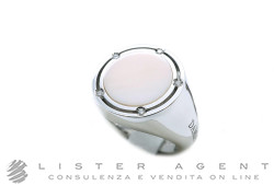 DAMIANI and Brad Pitt anello D.side in oro bianco 18Kt con diamanti ct 0.05 e corallo rosa Misura 16 Ref. 20013678. NUOVO!