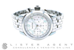 EBERHARD Tazion Nuvolari Vanderbilt Cup Cronografo automatico in acciaio Bianco e Azzurro AUT Ref. 31045CAD. NUOVO!