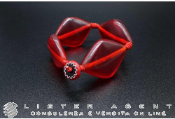 PAMURRINA Elastisches Armband mit 80er rotem Resin und Muranoglasverschluss. NEU!