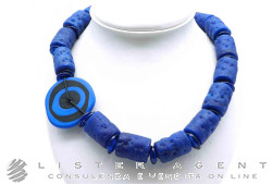 PAMURRINA collana in vetro di Murano blu con chiusura in resina colorata. NUOVA!
