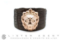 CLAUDIO PACIFICI Löwenarmband aus braune Leder und 925 rotvergoldete Silber. NEU!