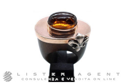 CLAUDIO PACIFICI CP Collection Ring aus Holz mit 925 rotvergoldete Silber und Quarz Größe 56,5. NEU!