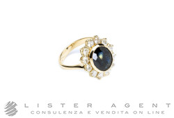 ANELLO anello in oro giallo 18Kt con zaffiro blu centrale e diamanti ct 1.44 H SI1 Misura 14. USATO!