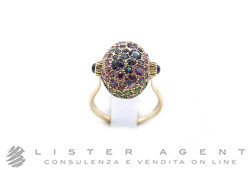 NANIS anello Dancing Reverse Medio in oro giallo 18Kt con ametiste ct 0.56, zaffiri ct 1.61, tsavorite ct 0.51 e rodoliti ct 0.17 Mis 14 Ref. AS12-584. NUOVO!