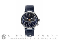 ZEPPELIN LZ129 Hindenburg Moonphase MEN in Stahl Blau Ref. 7036-3. NEU!