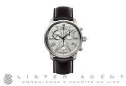 ZEPPELIN LZ127 Transatlantic orologio al quarzo da uomo con piccoli secondi e datario con cinturino in pelle Ref. 7694-4. NUOVO!