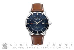 ZEPPELIN orologio al quarzo da uomo con fuso oraio con cinturino in pelle Ref. 8442-3. NUOVO!