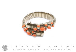 BRACCIALE tubolare in argento 925 placcato oro giallo con corallo. NUOVA!