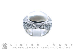 ANELLO in oro bianco 18Kt con perla mabè e Swarovski Misura 16. NUOVO!