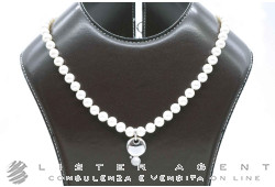 COLLANA perle bianche di acqua dolce con chiusura in oro bianco 18Kt e diamante ct 0.03 H If. NUOVA !