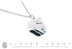 COLLANA Panda in oro bianco 18Kt con diamanti ct 0.02 H IF. NUOVA!