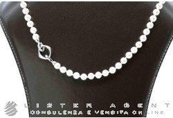 COLLANA perle Akoya bianche coltivazione in acqua salata mm 6.50-7.00 con chiusura in oro bianco 18Kt. NUOVA!