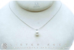 MIKIMOTO collana Sentinella in oro bianco 18Kt con perla mm 8.50-9.00 e diamante ct 0.10 G IF. NUOVA!