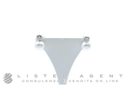 MIKIMOTO orecchini sentinella Blue Lagoon in oro bianco 18Kt con perle Akoya mm 6.00-6.50 e diamanti ct 0.20 G IF NUOVI!