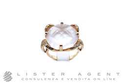 ANELLO in oro rosa 18Kt con quarzo rosa e Swarovski Misura 17. NUOVO!