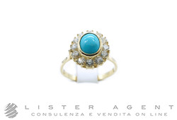 ANELLO in oro giallo 18Kt con turchese naturale e Swarovski Misura 19. NUOVO!