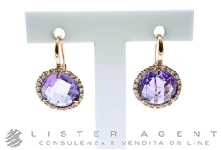 ORECCHINI in oro rosa 18Kt con ametista e swarovski. NUOVI!