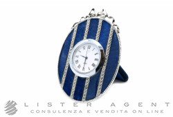 OROLOGIO da tavolo in argento 925 e smalto blu. NUOVO!