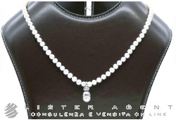 COLLANA perle naturali di acqua dolce mm 4.50 e centrale in oro bianco 18Kt con Swarovski e perla mm 7.00. NUOVA!