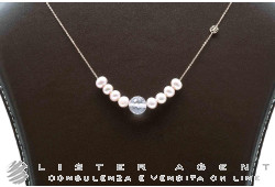 MIMI' collana Zabette ideogramma Ogni Bene in oro rosa 18Kt con perle freshwater viola e quarzo rosa mm 8.00 Ref. C24VZRQRS-42. NUOVA!