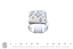 LA NOUVELLE BAGUE anello Quadra con fiori in oro bianco e giallo 18Kt con diamanti Misura 21. NUOVO!