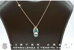 MIMI' collana in oro rosa e bianco 18Kt con diamanti e smeraldi e perla Nera South Sea mm 11.00 Ref. O23VIRB11SM. NUOVA!